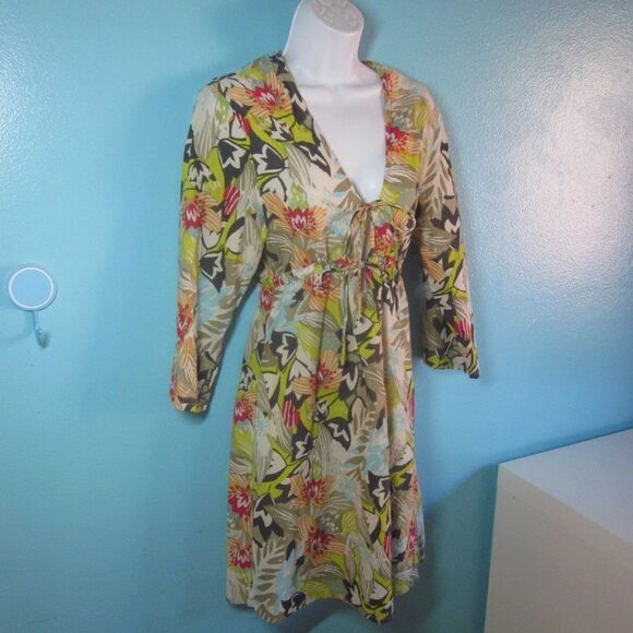 CZ Cotton Cover Up Dress Size M Floral Lightweight Summer Beach Dress - Picture 11 of 11